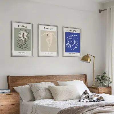 Juego de 3 cuadros con motivos de gráficos al pastel de Henri Matisse