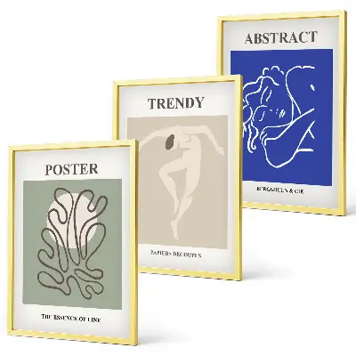 Juego de 3 cuadros con motivos de gráficos al pastel de Henri Matisse