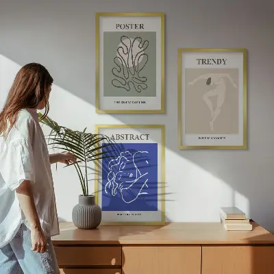 Juego de 3 cuadros con motivos de gráficos al pastel de Henri Matisse