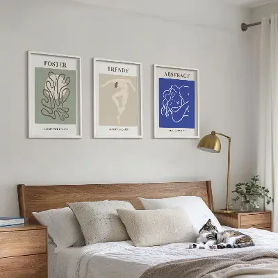 Juego de 3 cuadros con motivos de gráficos al pastel de Henri Matisse