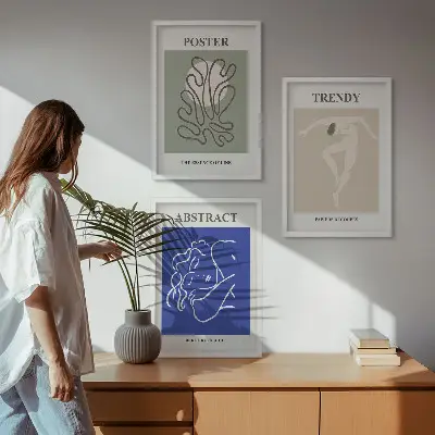 Juego de 3 cuadros con motivos de gráficos al pastel de Henri Matisse