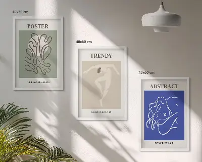 Juego de 3 cuadros con motivos de gráficos al pastel de Henri Matisse