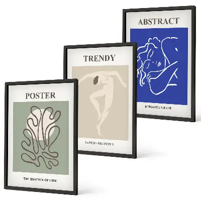Juego de 3 cuadros con motivos de gráficos al pastel de Henri Matisse