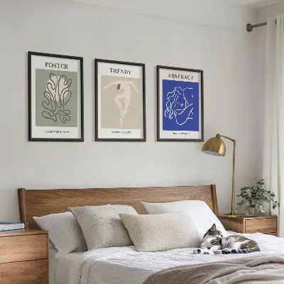 Juego de 3 cuadros con motivos de gráficos al pastel de Henri Matisse