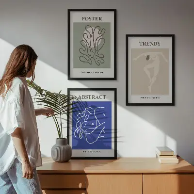 Juego de 3 cuadros con motivos de gráficos al pastel de Henri Matisse