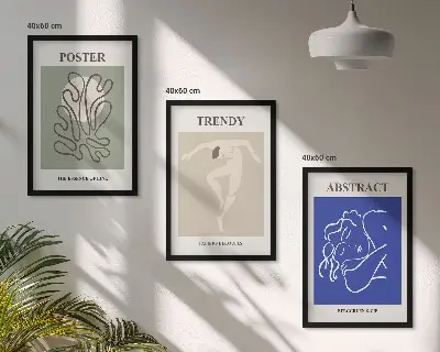 Juego de 3 cuadros con motivos de gráficos al pastel de Henri Matisse
