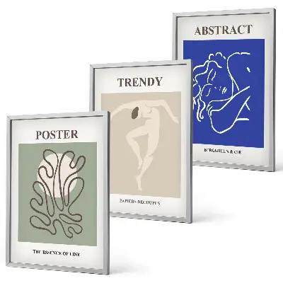 Juego de 3 cuadros con motivos de gráficos al pastel de Henri Matisse