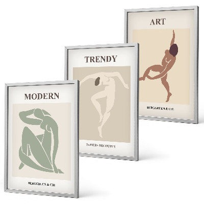 Set de 3 cuadros para salón Personajes con estilo en el minimalismo