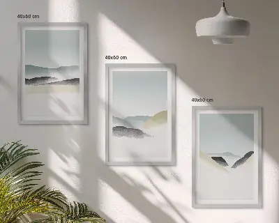 Juego de 3 cuadros diseño de montañas minimalistas en tonos pastel