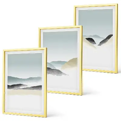 Juego de 3 cuadros diseño de montañas minimalistas en tonos pastel