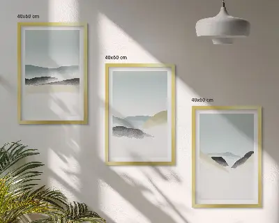 Juego de 3 cuadros diseño de montañas minimalistas en tonos pastel