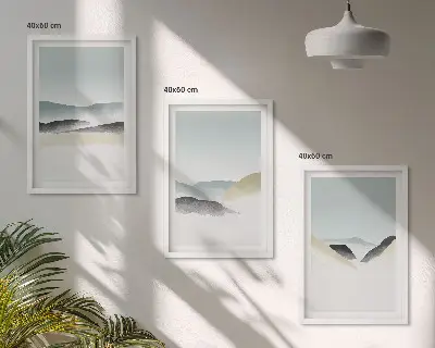 Juego de 3 cuadros diseño de montañas minimalistas en tonos pastel