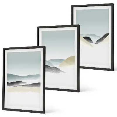 Juego de 3 cuadros diseño de montañas minimalistas en tonos pastel