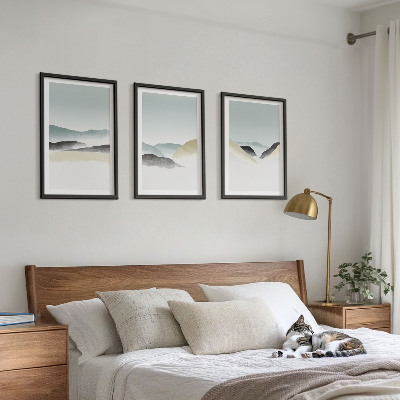 Juego de 3 cuadros Montañas minimalistas en tonos pastel