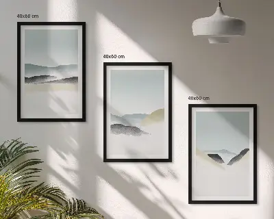 Juego de 3 cuadros diseño de montañas minimalistas en tonos pastel