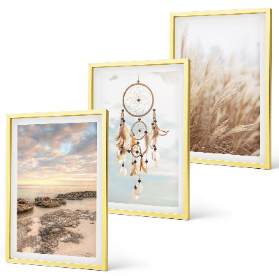 Set de 3 cuadros para salón Mar de nubes atrapasueños hierba