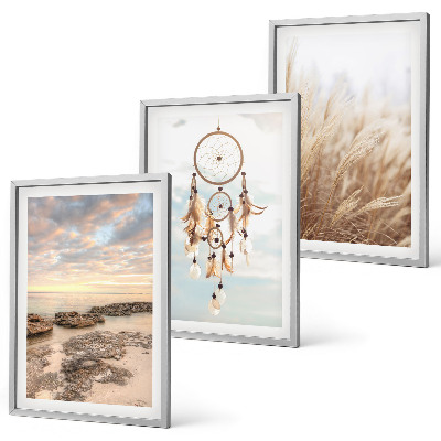 Set de 3 cuadros para salón Mar de nubes atrapasueños hierba