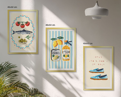 Set de 3 cuadros para salón Imágenes de estilo de vida con sabores italianos