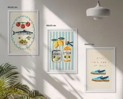 Set de 3 cuadros para salón con imágenes de estilo de vida de sabores italianos