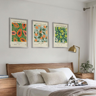 Juego de 3 cuadros Carteles vintage de frutas