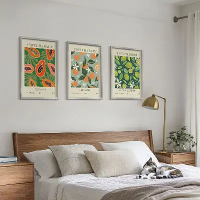 Juego de 3 cuadros con diseño de carteles de frutas vintage