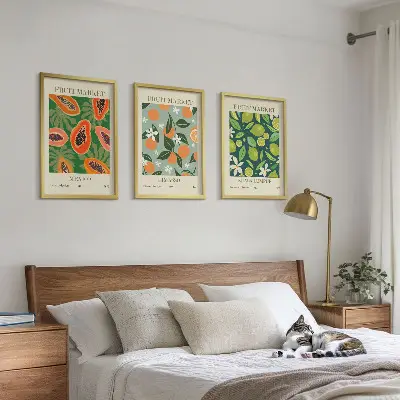 Juego de 3 cuadros con diseño de carteles de frutas vintage