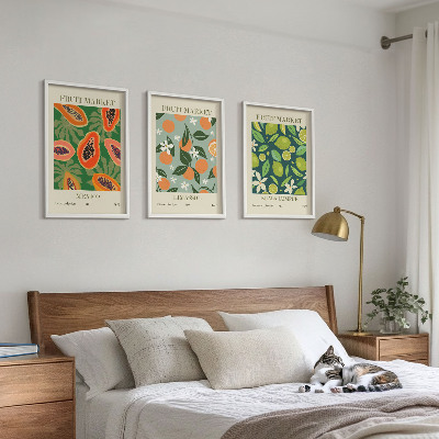 Juego de 3 cuadros Carteles vintage de frutas