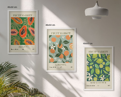 Juego de 3 cuadros Carteles vintage de frutas