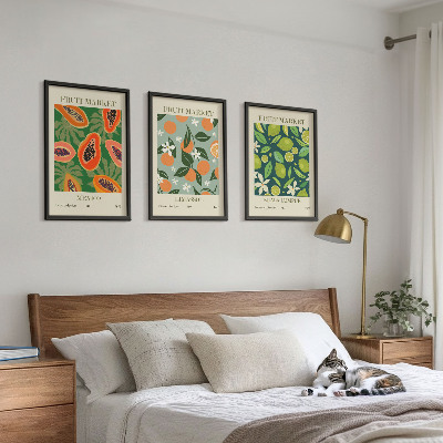 Juego de 3 cuadros Carteles vintage de frutas