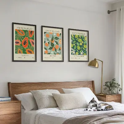 Juego de 3 cuadros con diseño de carteles de frutas vintage