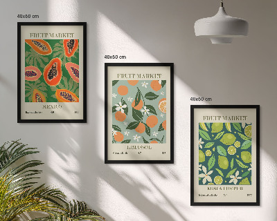 Juego de 3 cuadros Carteles vintage de frutas