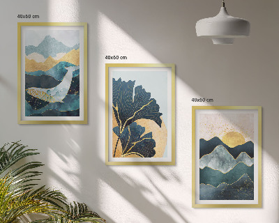 Juego de 3 cuadros Vistas abstractas de montañas