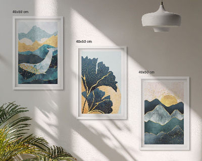 Juego de 3 cuadros Vistas abstractas de montañas