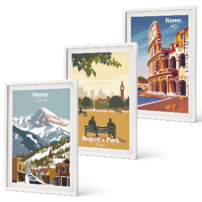 Set de 3 cuadros para salón Montañas Ouray, Coliseo de Londres