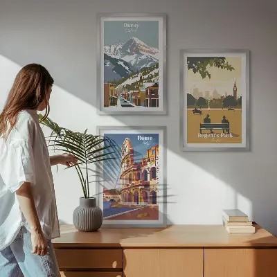 Set de 3 cuadros para salón con diseño de las montañas Ouray y el Coliseo de Londres