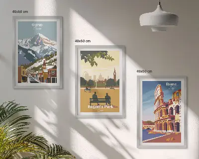 Set de 3 cuadros para salón con diseño de las montañas Ouray y el Coliseo de Londres