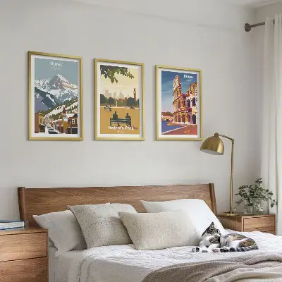 Set de 3 cuadros para salón con diseño de las montañas Ouray y el Coliseo de Londres