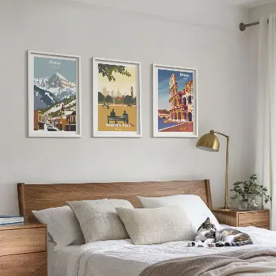 Set de 3 cuadros para salón con diseño de las montañas Ouray y el Coliseo de Londres