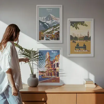 Set de 3 cuadros para salón con diseño de las montañas Ouray y el Coliseo de Londres