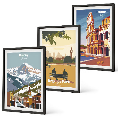 Set de 3 cuadros para salón Montañas Ouray, Coliseo de Londres