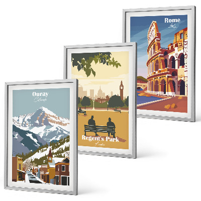 Set de 3 cuadros para salón Montañas Ouray, Coliseo de Londres