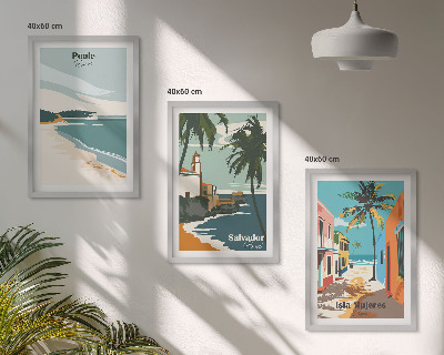 Set de 3 cuadros para salón Playas tropicales y palmeras
