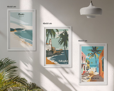 Set de 3 cuadros para salón Playas tropicales y palmeras