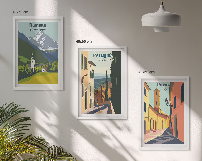 Set de 3 cuadros para salón Paisajes de montaña e Italia