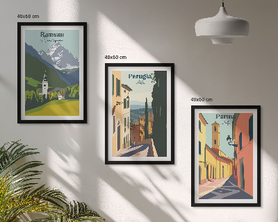 Set de 3 cuadros para salón Paisajes de montaña e Italia