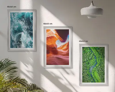 Juego de 3 cuadros paisaje de cañón con movimiento de agua en bosque verde
