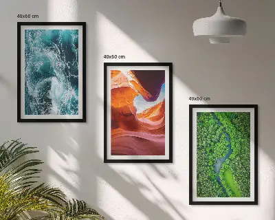 Juego de 3 cuadros paisaje de cañón con movimiento de agua en bosque verde