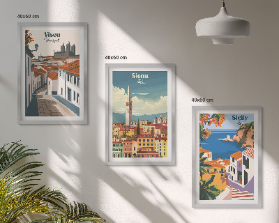 Set de 3 cuadros para salón Ilustraciones retro de ciudades del mundo
