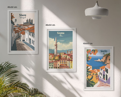 Set de 3 cuadros para salón Ilustraciones retro de ciudades del mundo