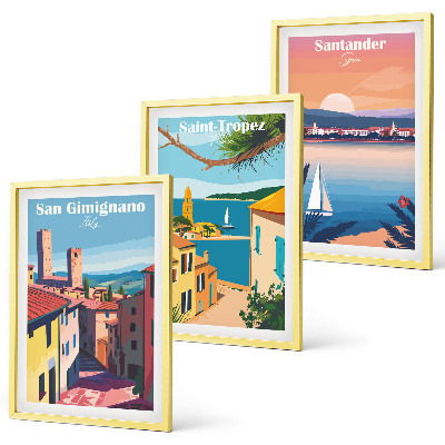 Juego de 3 cuadros Paisajes de pueblos italianos